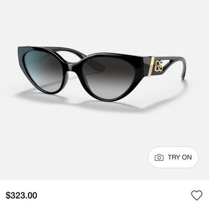 D&G Black Cat-Eye Sunglasses with Gold Logo Accents